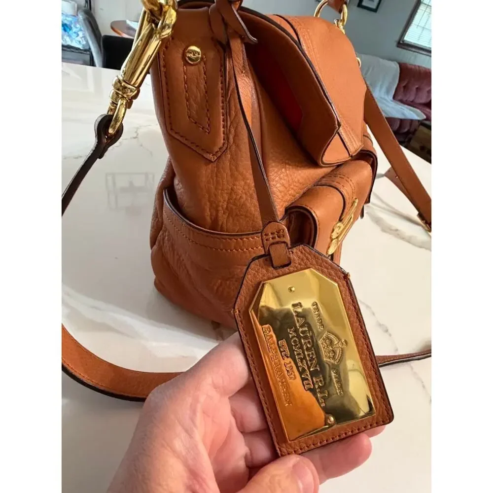 Lauren Ralph Lauren Bermondsey Hobo Shoulder Bag Pebbled Leather Gold Buckle
